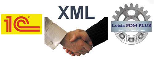 Интеграция Lotsia PDM PLUS  с системой «1С» осуществляется 
через XML