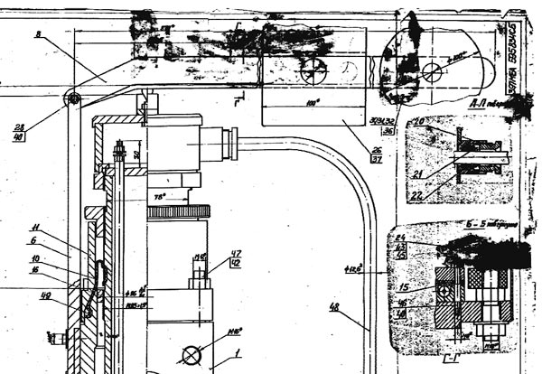 Рис. 22. Фрагмент сканированного чертежа с местами склейки