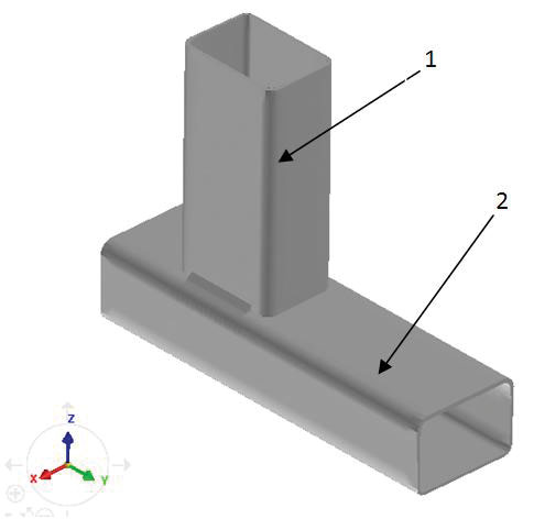 Рис. 2. CAD-модель изделия: 1 — верхний профиль; 2 — нижний профиль