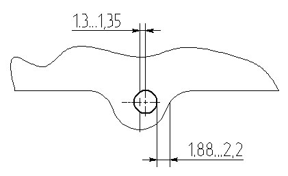 Рис. 6. Схема максимального смещения отверстия при измененных размерных связях