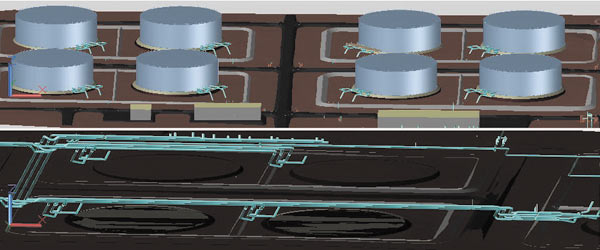 Model Studio CS Трубопроводы позволяет проектировать как надземные, так и подземные трубопроводы