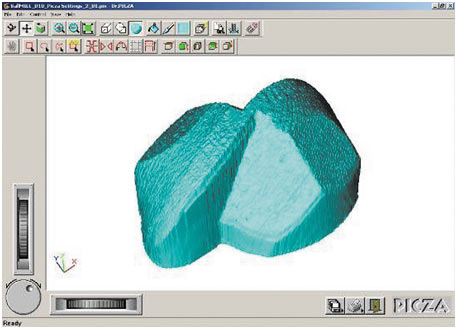 Рис. 5. 3D-сканирование цилиндро-сферической фрезы D10_R5_Z2