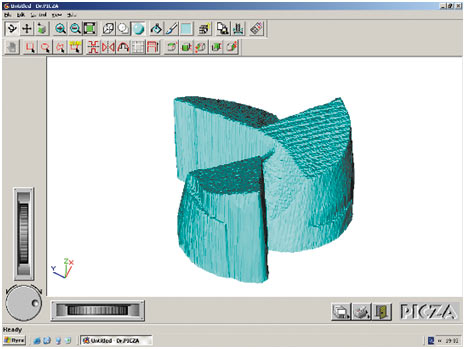 Рис. 6. 3D-сканирование концевой фрезы D10_R0_Z3