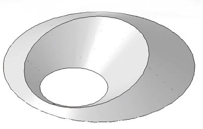 Рис. 4. Поверхность одинакового ската для круглой пластины с вырезом