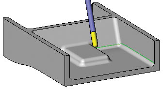 Рис. 5. Обработка наклонной поверхности стороной инструмента