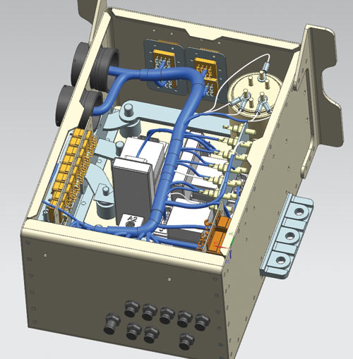 Рис. 3. Разработанная с помощью NX 7.5 трехмерная модель распределительного устройства со жгутом