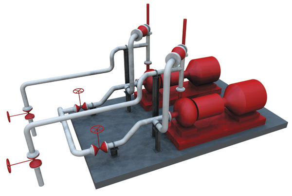 3D-модель площадки насосов, полученная в AutoCAD Plant 3D