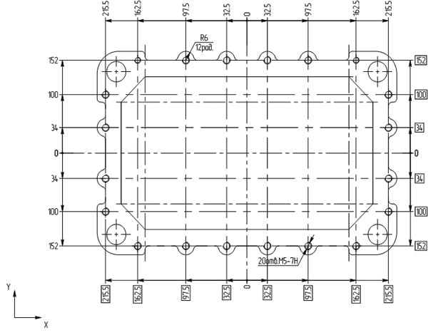 Рис. 1. Наружный фланец литой корпусной детали с измененными размерными связями