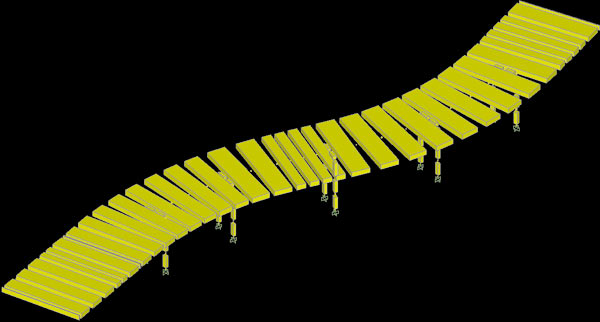 Рис. 1. Схема 1: 3D-модель моста с показом условной проезжей части