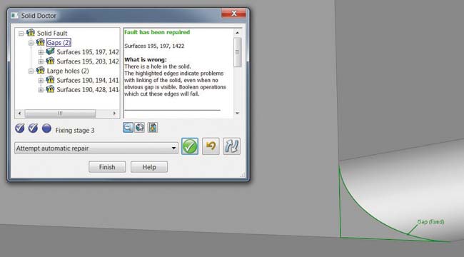 Модуль Solid Doctor позволяет отследить все исправления, внесенные в CAD-модель