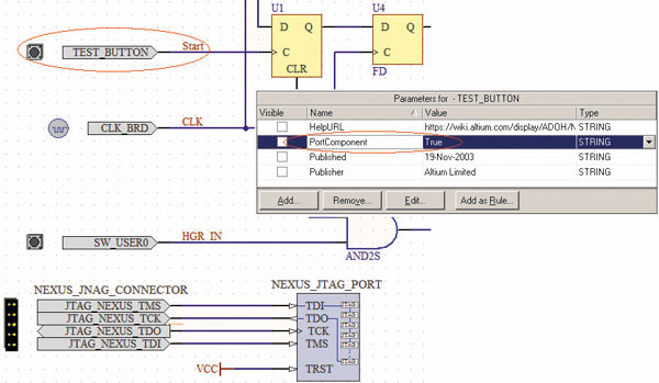 Рис. 5. Пример порт-компонентов в схемном документе FPGA-проекта