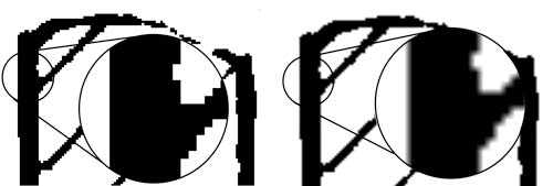 Рис. 3. Монохромное и grayscale-изображение
