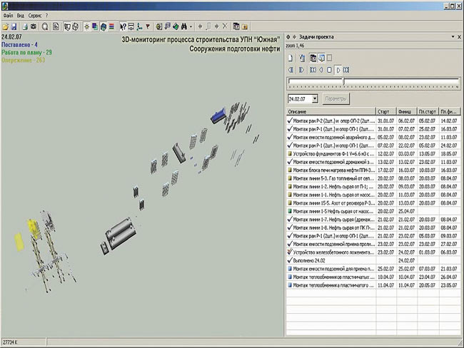 Рис. 3. 3D-мониторинг процесса строительства