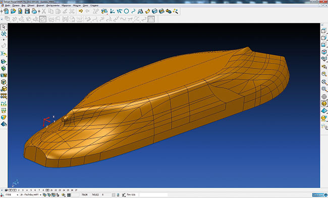 3D-модель корпуса судна, построенная в CAD-системе