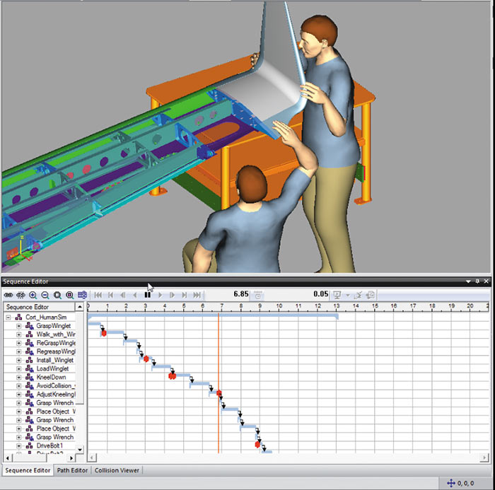 Симуляция операций ручной сборки в модуле Process Simulate Human