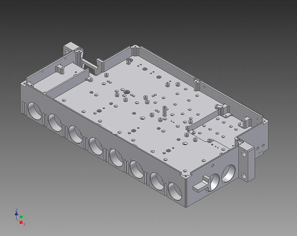 Рис. 4. Модель корпуса, созданная в среде Autodesk Inventor для обработки на станке с ЧПУ