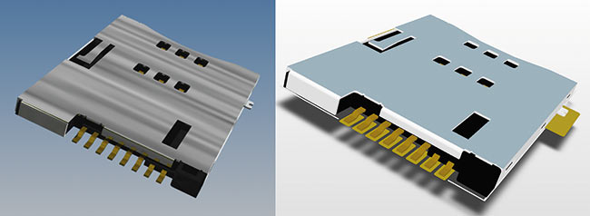 Рис. 1. Пример 3D-модели корпуса электронного компонента в Inventor (слева), и эта же модель, импортированная и подключенная к библиотечному посадочному месту в Altium (справа)