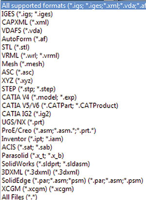 Рис. 7. Поддерживаемые форматы на чтение в 3DTransVidia