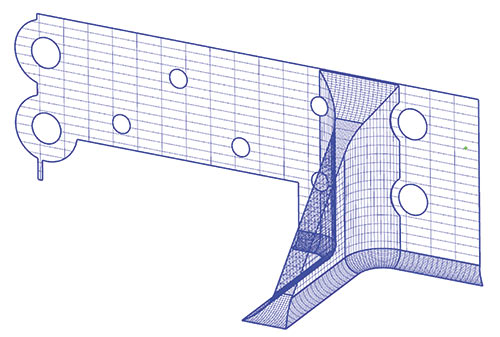 Рис. 3. Геометрическое пространство модели (а); топологическое пространство модели (б); результирующая модель (в)