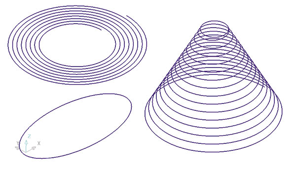Рис. 8. В Редакторе кривых PowerMILL 2015 добавлена возможность создания эллипсов, спиралей и винтовых линий, которые можно использовать для построения вспомогательных направляющих кривых и поверхностей
