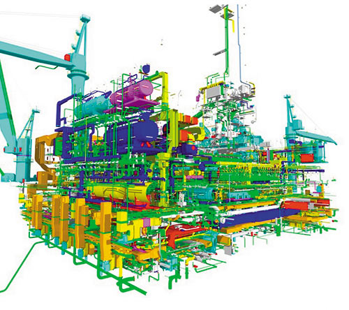 Рис. 1. 3D-модель МЛСП «Приразломная», выполненная в Intergraph PDS