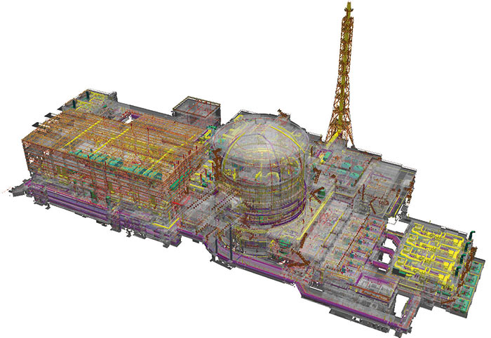 Рис. 3. Общий вид информационной модели атомного энергоблока, выполненный в SmartPlant 3D