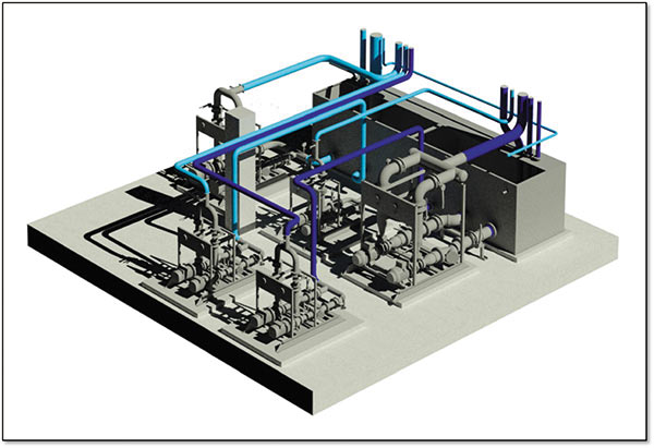 Рис. 2. Пример модели внутренних инженерных систем здания, выполненной в Autodesk Revit (компания ООО «Олекс Холдинг»)