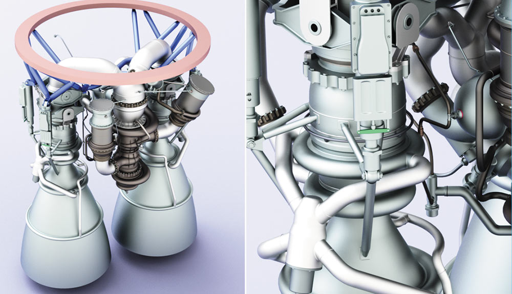 Рис. 5. Модель жидкостного ракетного двигателя, выполненная в T-FLEX CAD 