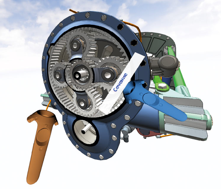 Динамическое сечение модели турбовинтового двигателя в VR