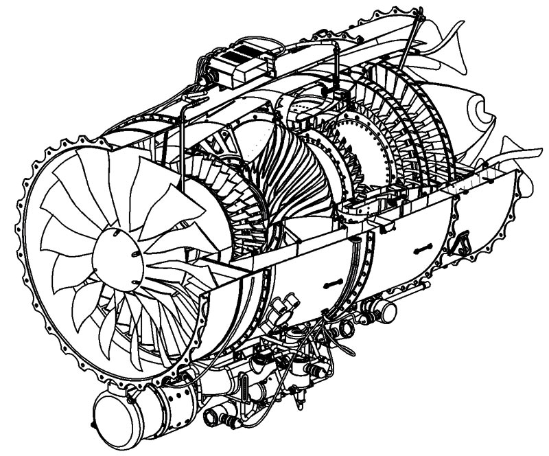 Рис. 4. 2D-проекция турбореактивного двигателя