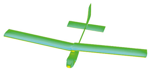 Рис. 5. Газодинамическая модель БПЛА, 
демонстрирующая распределение нагрузок на крыло