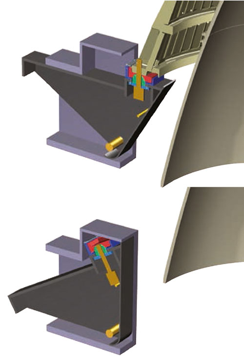 Модель в NX нижней части ускорителя, включая убираемые крепления