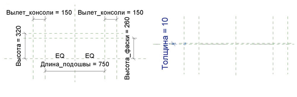 Рис. 11. Размеры и зависимости на видах Опорный уровень (а); фасад (б)