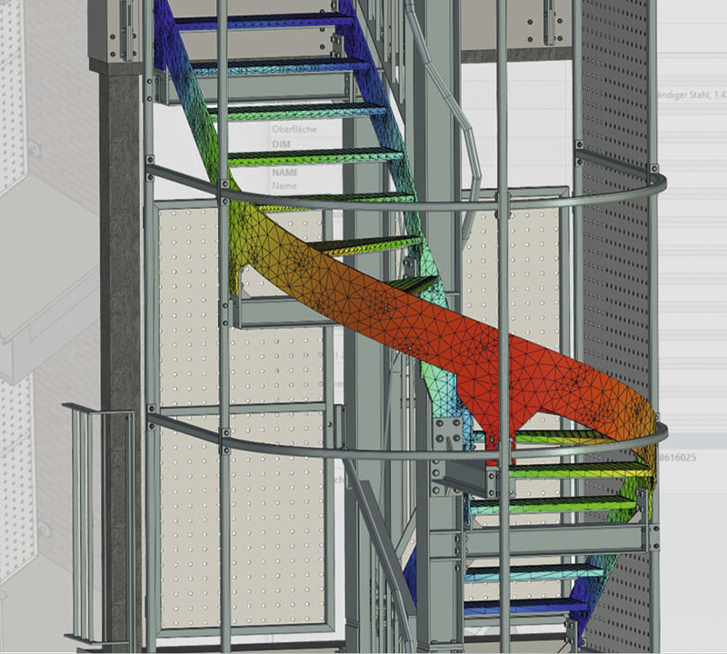 Расчет прочности конструкции лестницы в модуле TENADO STATIK