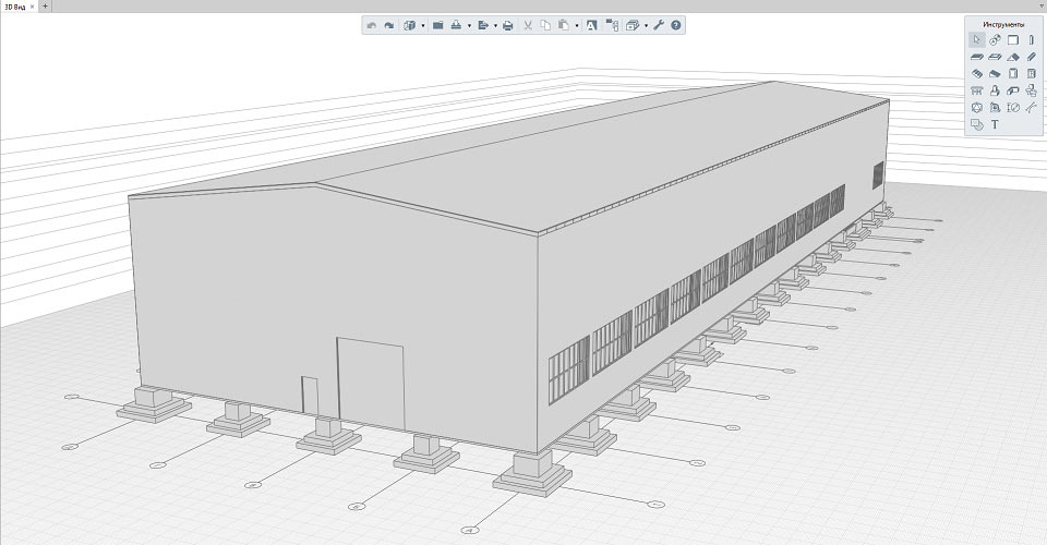 Рис. 1. 3D-модель промышленного здания