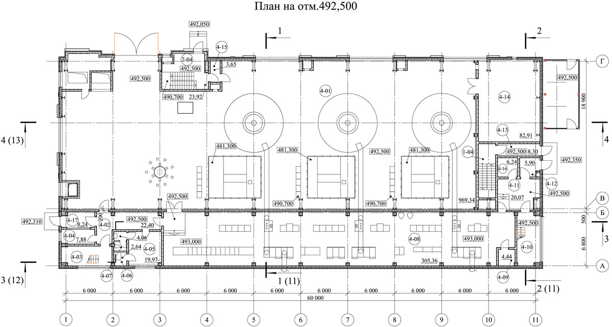 Рис. 6. Отображение плана на отм. 492,500 проекта Зарагижской МГЭС в ARCHICAD