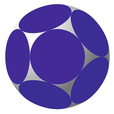 Рис. 4. Аналог додекаэдра: 12 граней; 20 сферических участков. Двугранный угол 116,57°