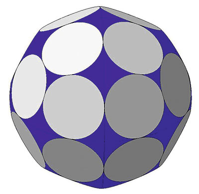 Рис. 8. Аналог дельтоидального икоситетраэдра: 24 грани; 26 сферических участков. Двугранный угол 138,12°