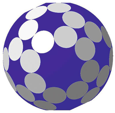 Рис. 13. Аналог гекзакисоктаэдра: 48 граней; 26 сферических участков. Двугранный угол 155,08°