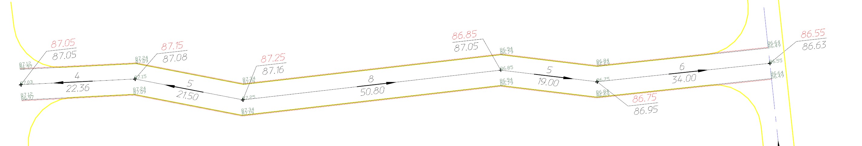 Рис. 33. Пример построения структурных линий разрыва из стандартной структурной линии