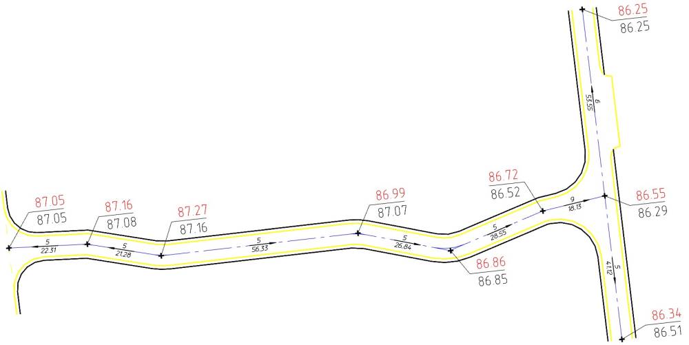 Рис. 35. Образец подготовленного чертежа для дальнейшего построения структурных линий по проезду с обочинами