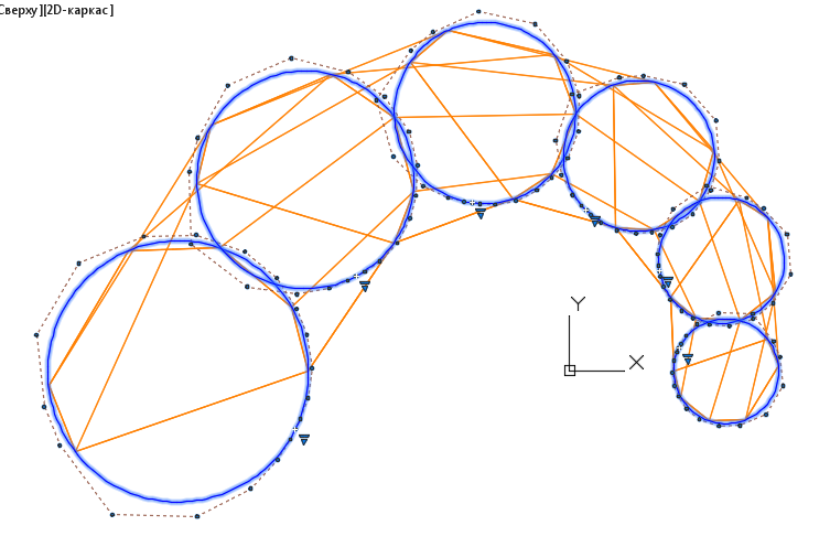 Рис. 12. Каркас S-полигонов образующих B-кривых