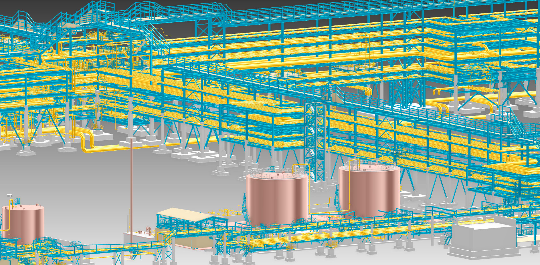 Фрагмент 3D-модели объектов общезаводского хозяйства 
«Комплекса переработки нефтяных остатков»