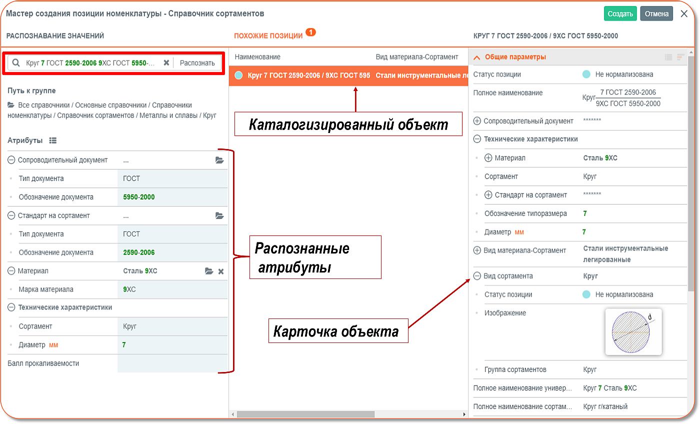 Рис. 7. Автоматическое распознавание объектов НСИ модулем машинного обучения