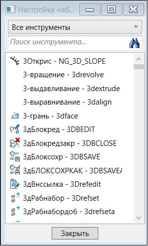 Рис. 12. Диалоговое окно Настройка наборов инструментов