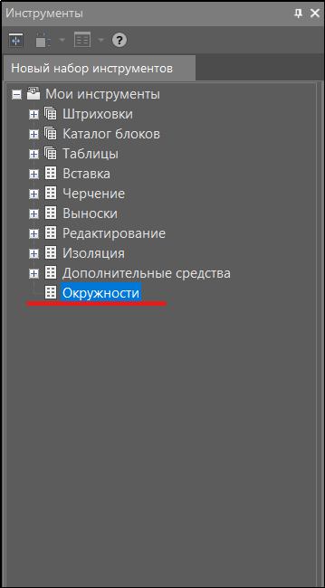 Рис. 16. Набор инструментов Окружности