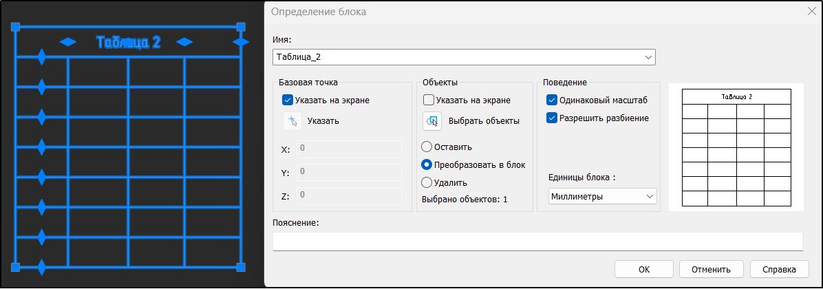 Рис. 44. Сохранение таблицы в качестве блока