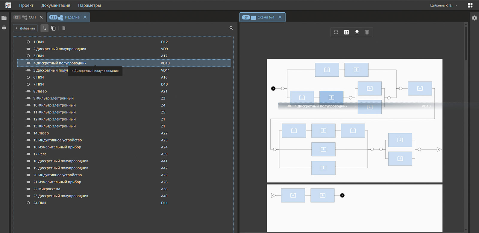 Рис. 5. Формирование структурной схемы надежности из структуры изделия