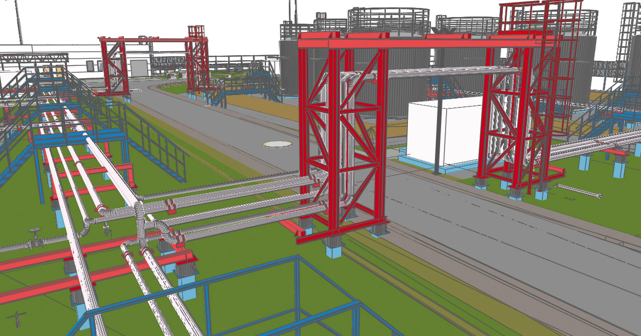 Цифровая информационная модель резервуарного парка, выполненная в Renga (Источник: InOneBuro)