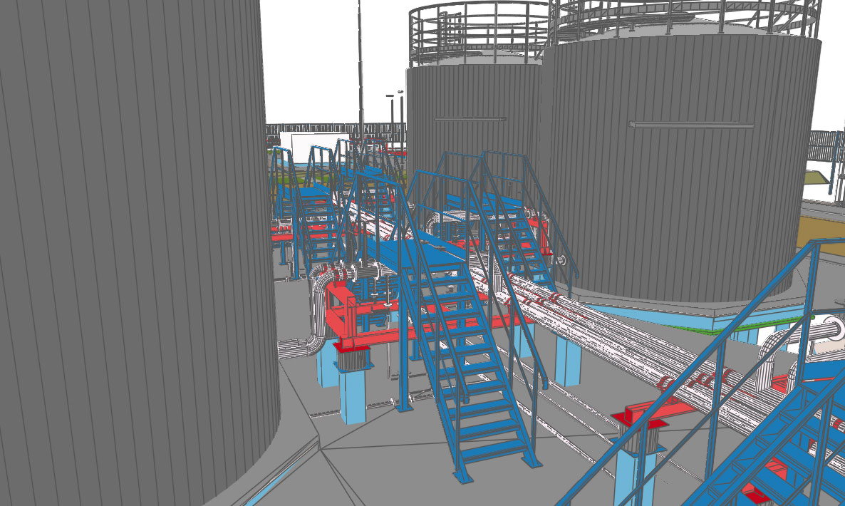 Цифровая информационная модель резервуарного парка, выполненная в Renga (Источник: InOneBuro)